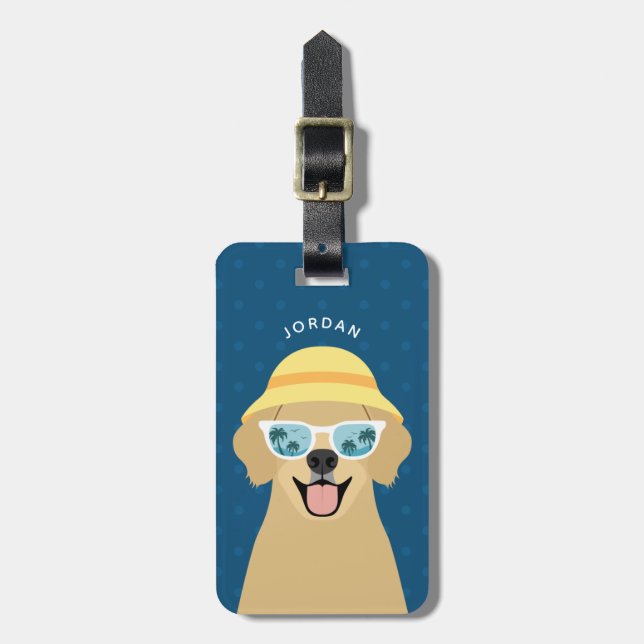 Etiquetas de bagagem do ouro Retriever (Frente Vertical)