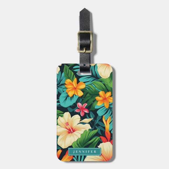 Etiquetas de Bagagem Flores Havaianas (Frente Vertical)