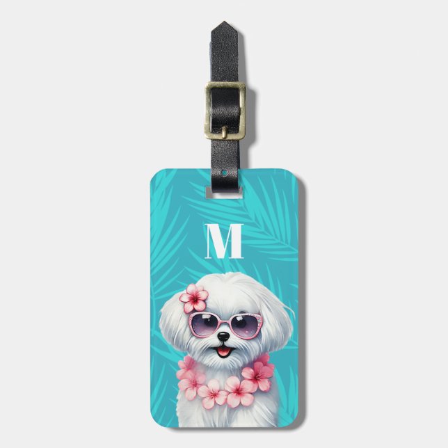 Etiquetas de Bagagem para Cães Malteses (Frente Vertical)