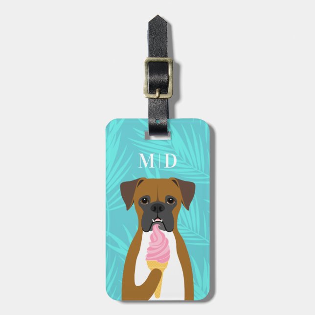 Etiquetas de Bagagem para Cão Boxer (Frente Vertical)
