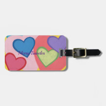 Etiquetas de Bagagem Personalizadas de Corações Co