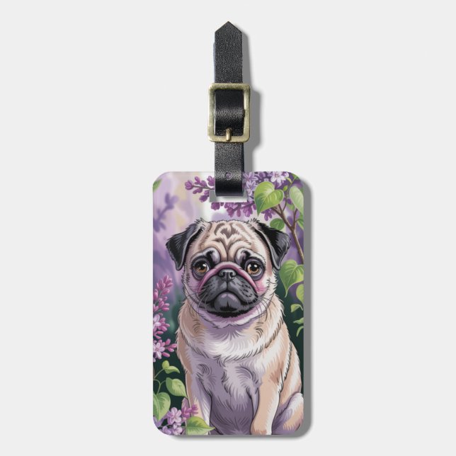 Etiquetas de Bagagem Pug (Frente Vertical)