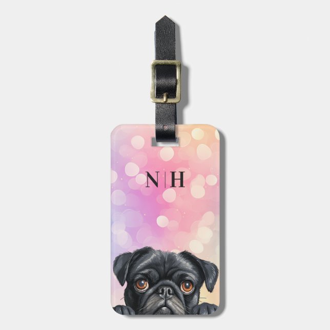 Etiquetas de Bagagem Pug (Frente Vertical)