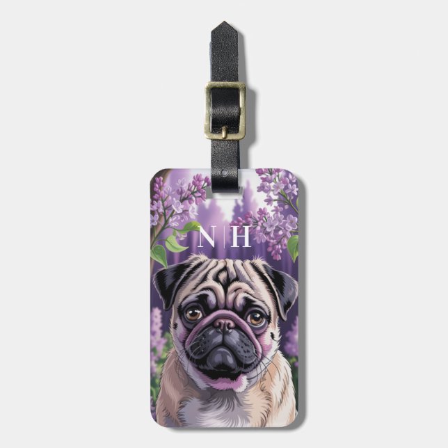 Etiquetas de Bagagem Pug (Frente Vertical)