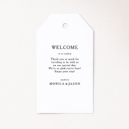 Etiquetas de boas-vindas do casamento minimalista