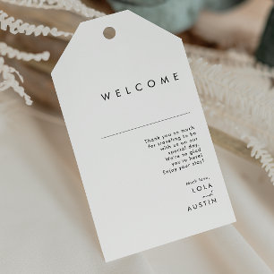 Etiquetas de boas-vindas do casamento minimalista 