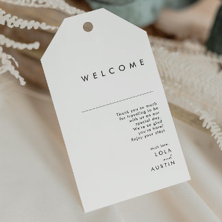 Etiquetas de boas-vindas do casamento minimalista