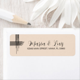 Etiquetas de Casamento Bege Linhas Abstratas