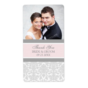 Etiquetas de casamento cinzentas cor-de-rosa da