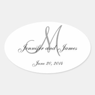 Etiquetas de casamento cinzentas e brancas do Oval