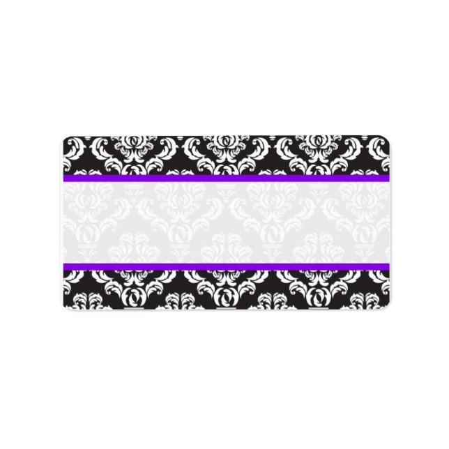 Etiquetas de casamento Damask Purple (Frente)