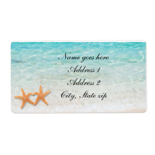 Etiquetas de casamento de amor de praia de oceano