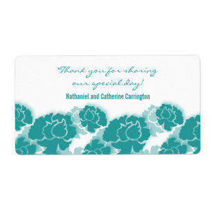 Etiquetas de casamento de Decadência Floral Teal