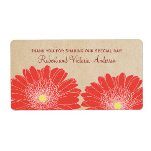 Etiquetas de casamento de Disies Delicadas, Vermel