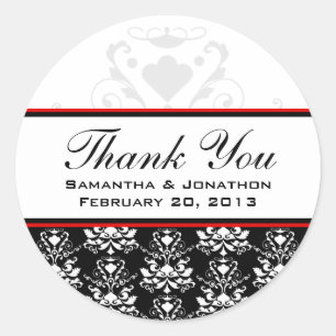 Etiquetas de casamento de Ênfase Vermelha Preto e