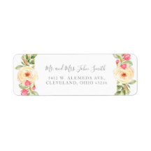 Etiquetas de casamento de Pêssego Floral Elegante