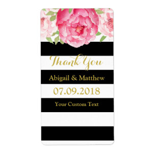 Etiquetas de casamento Florais de Cor de Água Rosa
