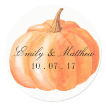 Etiquetas de Casamento outono de Abóbora de Aquare