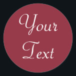 Etiquetas de Casamento Personalizado Vermelho e Br<br><div class="desc">Ponha o toque final nos seus convites de casamento, favores de casamento ou etiquetas de presentes com estes adesivos personalizáveis. Estes adesivos de casamento apresentam texto branco em um fundo vermelho escuro ou burgundy. Você pode personalizar facilmente esses adesivos personalizados com seu próprio texto na página de pedido do produto....</div>