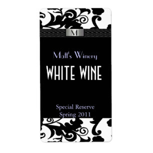 Etiquetas de casamento preto e branco do monograma