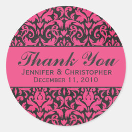 Etiquetas de casamento redondas de Damascos rosa e