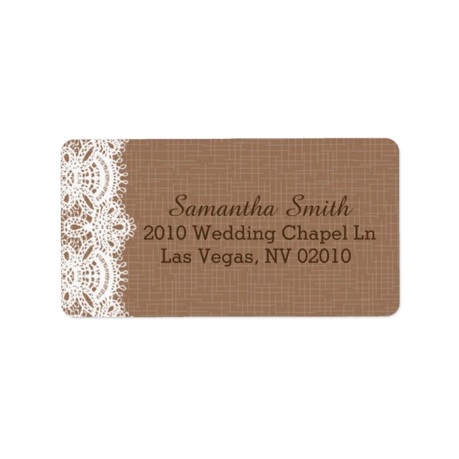 Etiquetas de casamento Rustic Lace Burlap (Frente)