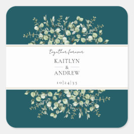 Etiquetas de casamento Teal Eucalyptus Together Fo