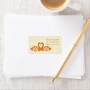 Etiquetas de Casamento tema damasco do Coral Swan