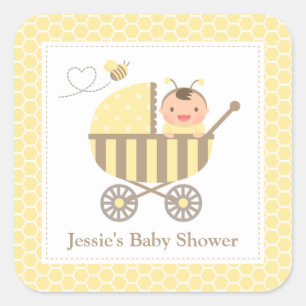 Etiquetas de Chá de Bebê Carrinho Abelha Bumble Fo