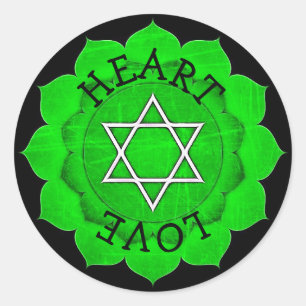 Etiquetas de Chakra do verde do qui do amor do