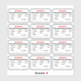 Etiquetas de Comida alérgicas