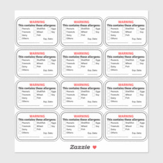 Etiquetas de Comida alérgicas