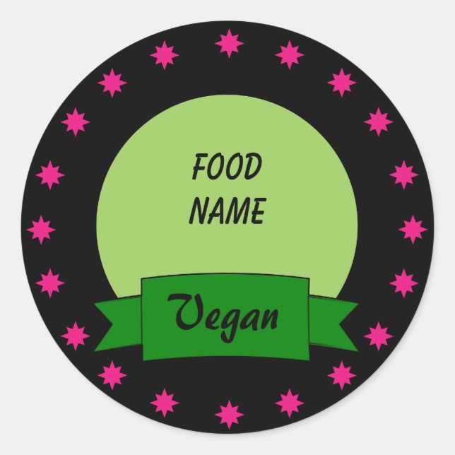 Etiquetas de Comida personalizadas - Vegan (Frente)