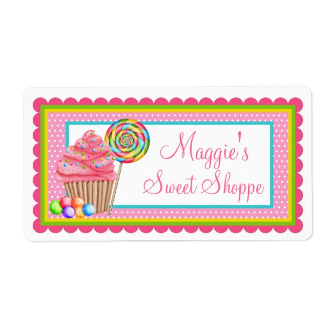 Etiquetas de compras mais doces do cupcake (Frente)