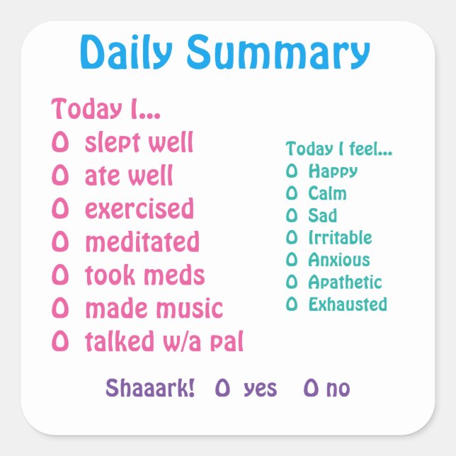 Etiquetas de controlo do humor (Frente)