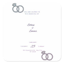 Etiquetas de Convite para Casamento Floral Azul El