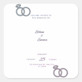 Etiquetas de Convite para Casamento Floral Azul El