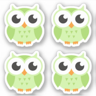 Etiquetas de coruja verde-branca