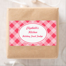 Etiquetas de cozinha de Gingham rosa
