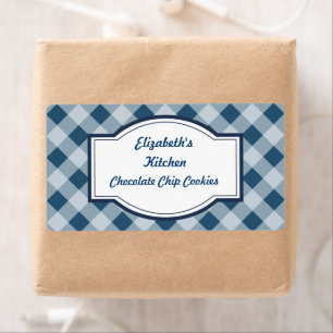 Etiquetas de Cozinha em Gingham Naval