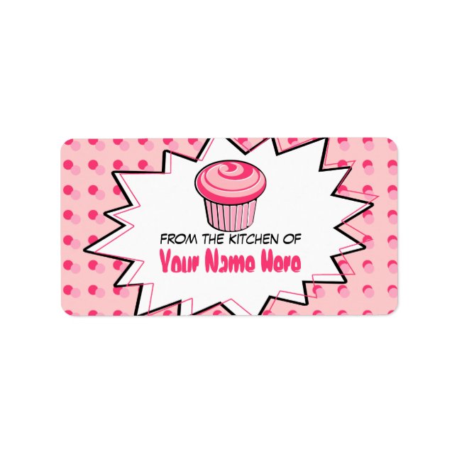 Etiquetas de cozinha - Pop Art - Cupcake rosa (Frente)