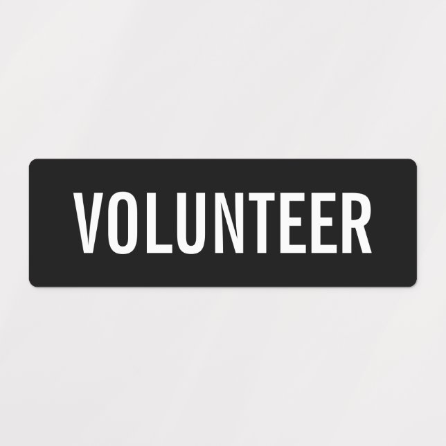Etiquetas de Crachá de Voluntário Preto (Design 1)