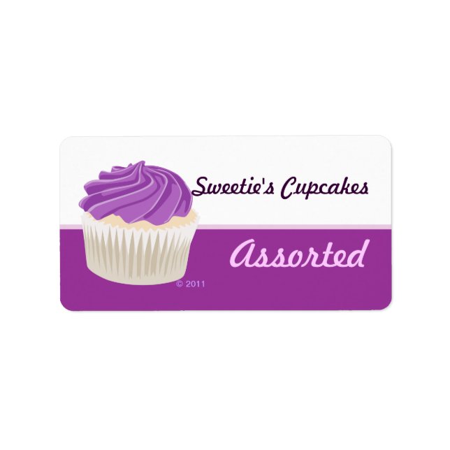 Etiquetas de Cupcake púrpura (Frente)