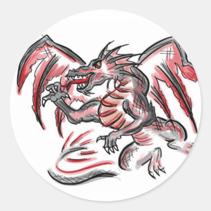 Etiquetas de dragão de cinza vermelha