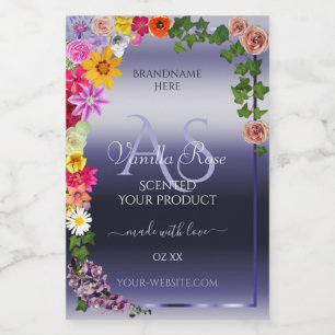 Etiquetas de Embalagem de Produto Azul Floral com