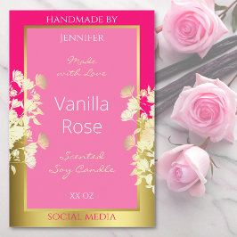 Etiquetas de embalagem de produto floral, cor-de-r