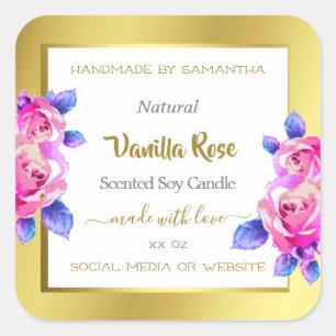 Etiquetas de embalagem de produto floral Dourado b