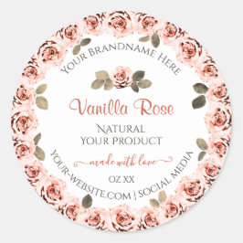 Etiquetas de embalagem de produtos brancos, rosada