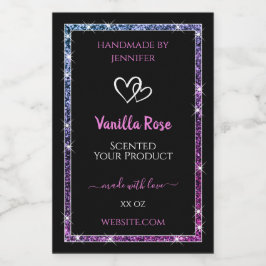 Etiquetas de embalagem de produtos com brilho roxo