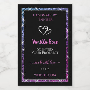 Etiquetas de embalagem de produtos com brilho roxo